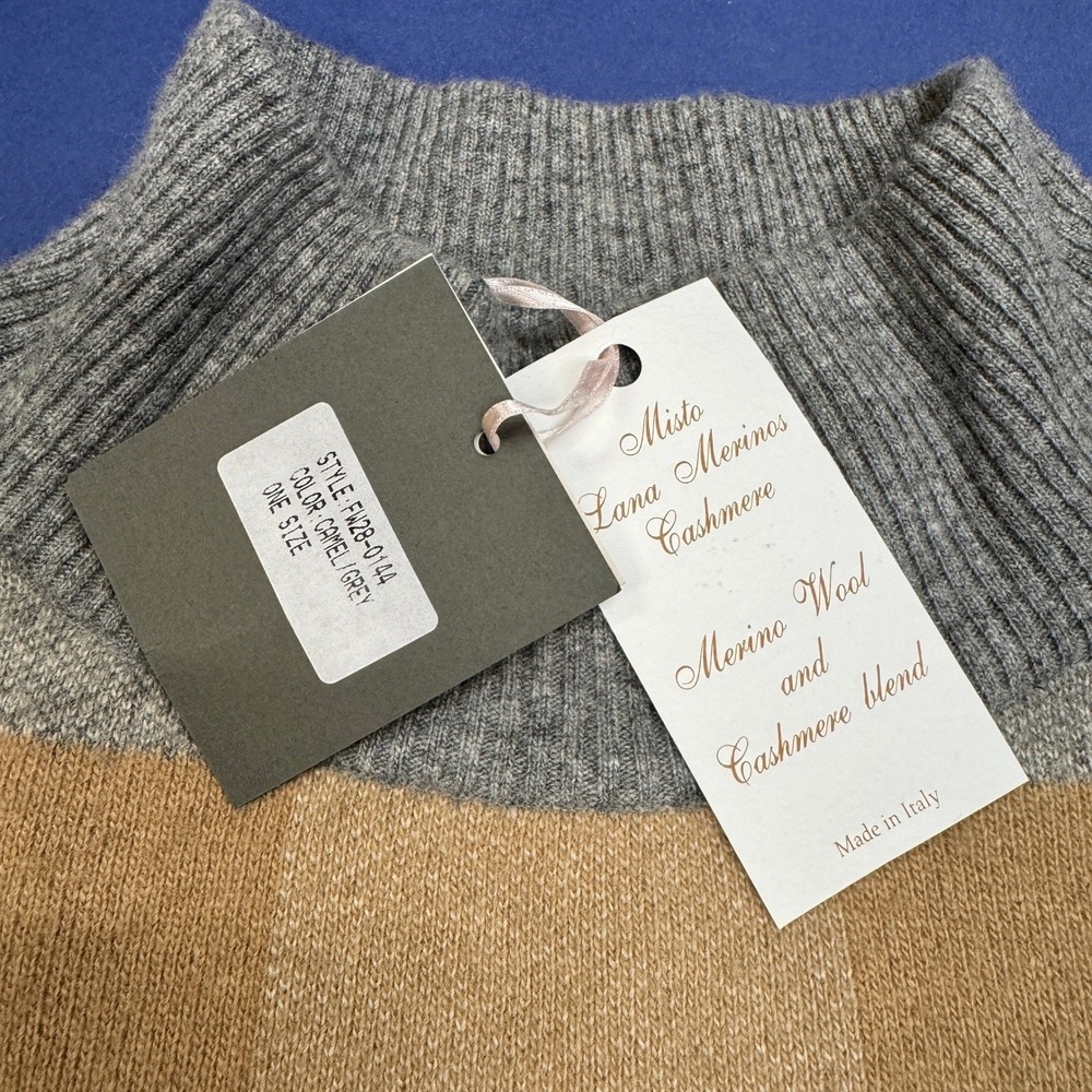 Note di Anita Italy Poncho Sweater Merino‎ Wool Cashmere Plaid OSFA NWT - Picture 4 of 9